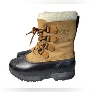 Sorel Tan and Black Lace-Up Boots
